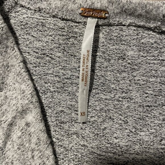 Free People Dress Womens XS Ginger Heather Gray Cozy  Tie Front Vneck Long Slv - Picture 3 of 7